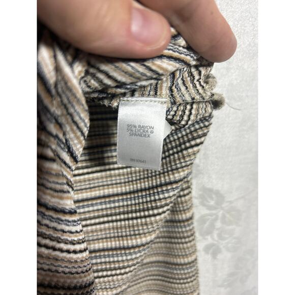 J Jill Wearever Tank Dress Medium Brown Black Striped Slinky Tunic Stretch - Picture 6 of 9